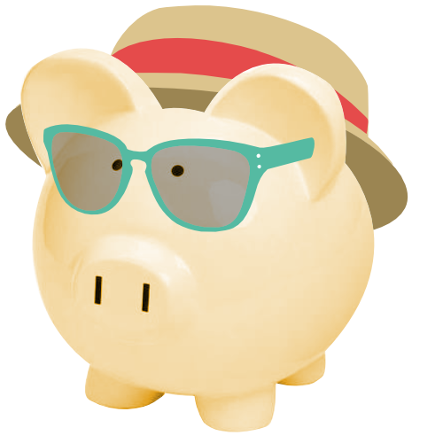 piggy in summer hat and shades